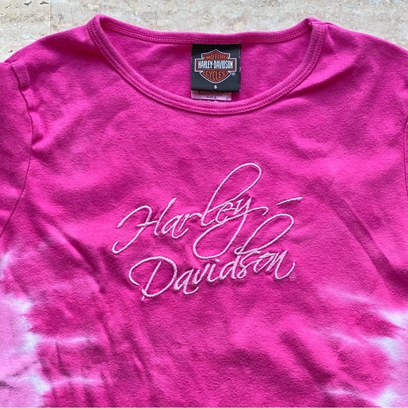 Harley Davidson Women’s Shirt Long Sleeve Pink Tie Dye Ocean City Md Size Small - Picture 3 of 6